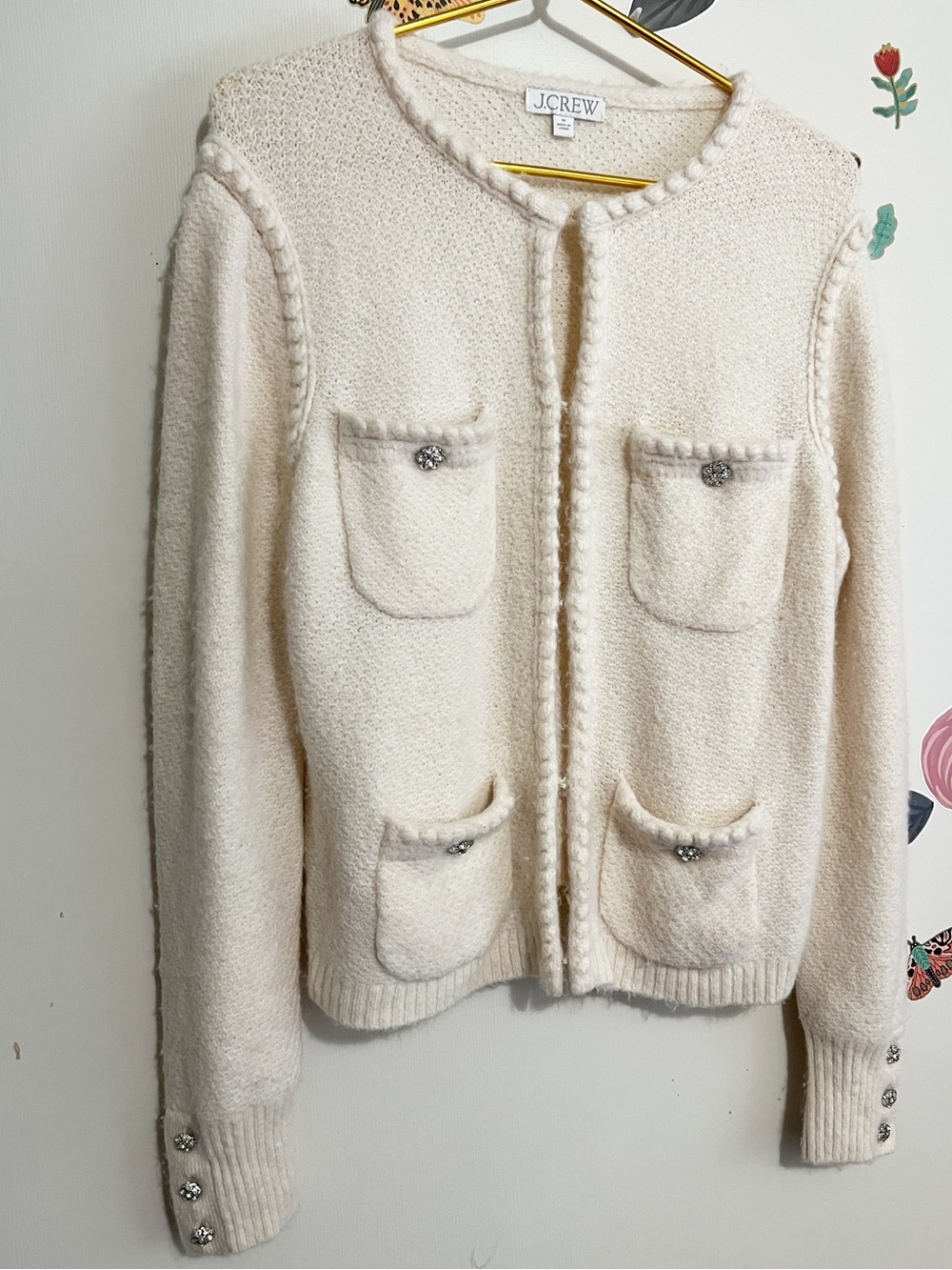J. Crew Odette sweater lady jacket with jewel buttons M - Picture 2 of 10
